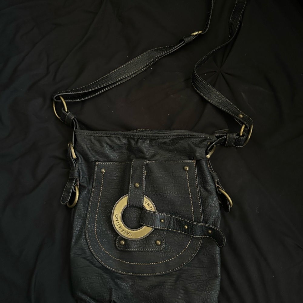 Valentino Garavani Black Crossbody Bag with Gold Details